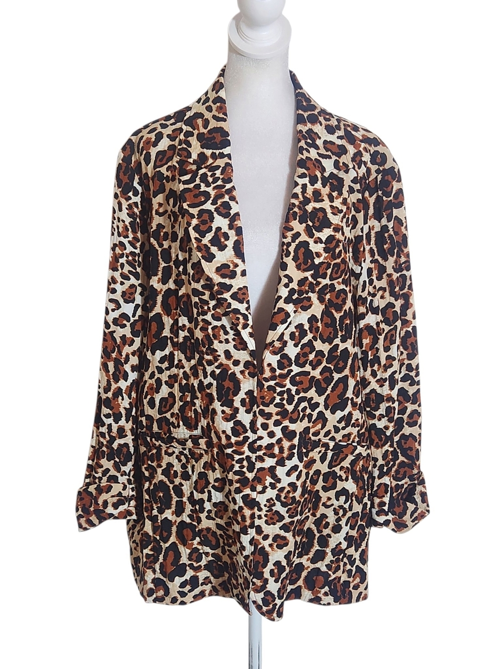 Multiples Brown and Black Leopard Print Jacket Size 1X NWT